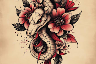 desing a unique american traditional tattoo for you