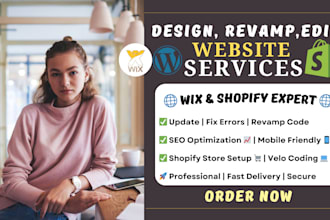 update wix website fix error revamp code wix build wix design set up shopify seo