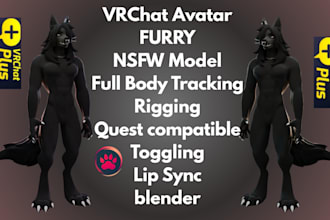 do advanced 3d furry avatar nsfw vtuber model for vrchat vseeface, ffix
