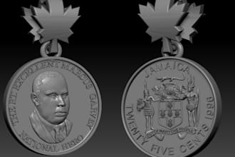sculpt realistic 3d coin model cnc model bas relief design zbrush stl file