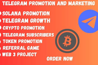 do crypto telegram promotion,twitter marketing,pump token,sol,dex,game referral