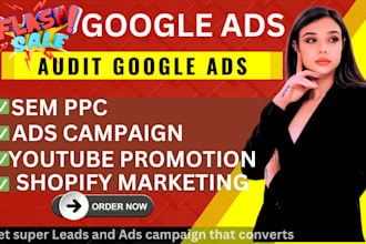 audit google ads SEM ppc campaign,shopify marketing,youtube video promotion