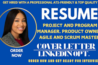 write project and program manager, product owner, agile and scrum master resume
