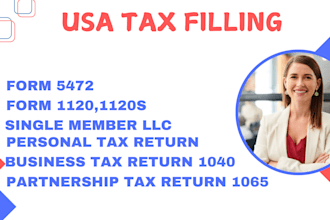 do US tax filing, US tax returns, llc tax, business tax 1120 5472 1040