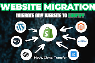 migrate wix squarespace wordpress ecwid magento webflow website to shopify store