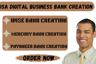 create online business bank, wise, mercury bank,  payoneer, for non USA resident