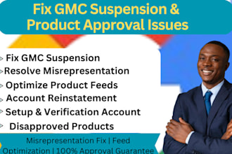 resolve google merchant center suspension misrepresentation feed optimize issue