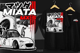 draw automotive cartoon style tshirt merch design