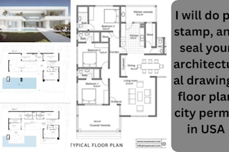 do pe stamp, and seal your architectural drawings floor plan city permit in USA