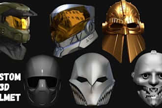 do custom 3d helmet, cosplay helmet, 3d mask, 3d face stl file for 3d printing