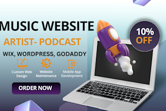 design music website for musicians, dj, artists, band, studio, producers