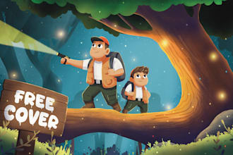 draw children story book illustration and children book with cover illustration