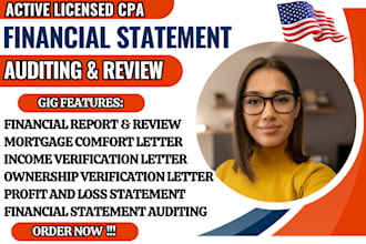 prepare and sign CPA certified financial statement, US CPA audit comfort letter