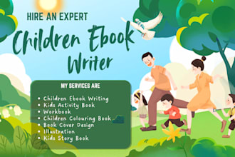 do children story book illustrations, kids activity book