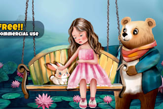 draw children book illustrations and kids cover illustration