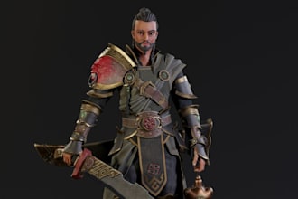 port ue5 human warrior game model, mixamo character,unique samurai,sharp3d model