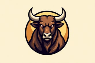 design awesome bull head logo with a free vector file