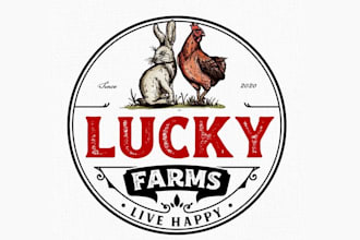 design amazing hen and rabbit farm logo
