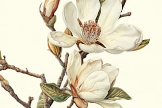 draw botanical vector illustration of plants and flowers
