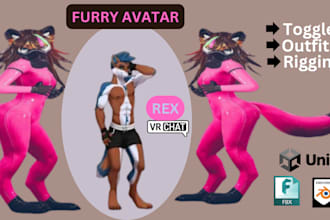 create and rig your 3d avatar, furry avatar nsfw model  for vrchat or vtuber