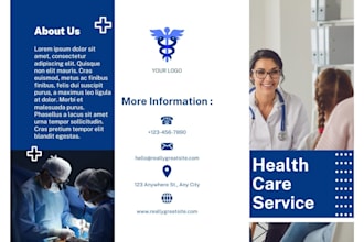 health care brochure, banner, health care logo design, flyer, promo video ads