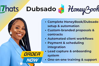 setup honeybook and dubsado workflow automation ,17hats crm, acuity scheduling