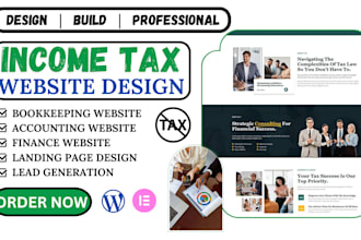build income tax website bookkeeping accounting and finance website landing page