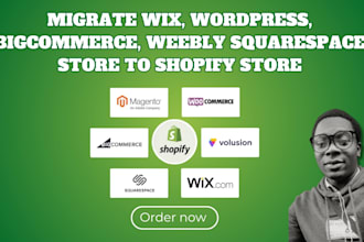migrate wix, wordpress, bigcommerce, weebly squarespace store to shopify store