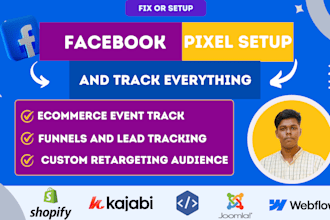 setup and fix facebook pixel or dataset for joomla, kajabi, webflow, shopify