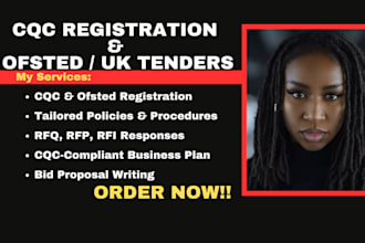 help with ofsted, cqc registration, win UK tenders, policies and procedures