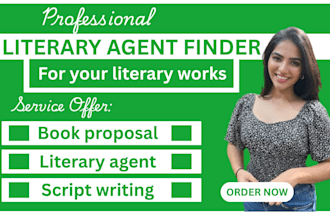 find elite literary agent for your book manuscript, write synopsis, query letter