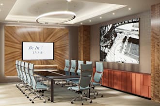 modernize exist 3d office design,interior layout,conference room,d5 lobby render