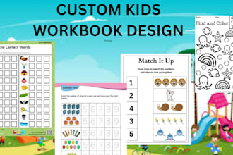 design worksheets guide book design, kids workbook for amazon and etsy listing