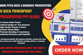 design a winning business plan, pitch deck, powerpoint presentation PPT slides