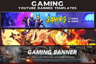 do unique youtube banner and logo design cartoon video thumbnail channel brand