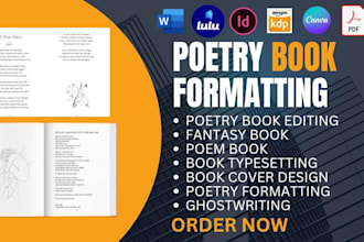 do poetry book formatting on amazon KDP poem, self help, developmental editor