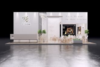 create 3d trade booth design for any industry 3d kiosk 3d mall design 3d popup
