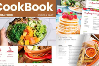 write recipes for your cookbook, recipes, cookbook, ebook and cookbook design