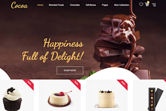 design profitable cake shopify store chocolate ice cream pastry bakery website