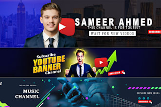 design youtube, linkedin, pinterest, any social media banner