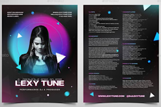 design professional artist electronic press kit, music flyer, dj epk, media kit
