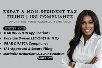 file US taxes for non residents 1040nr 5472 1120 and itin application