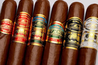 do modern cigar label, cigar logo, cigar band and cigar box design