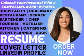 write resumes for bartender, server, restaurant, hotelier, hospitality CV