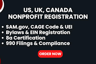 register charity nonprofit in the UK US canada 501c3 cio cra samgov tax exempt