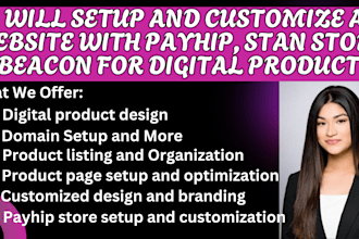 setup and customize a website with payhip stan store beacon for digital product