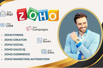 set up zoho CRM, forms, campaigns, creator, and inventory for your business