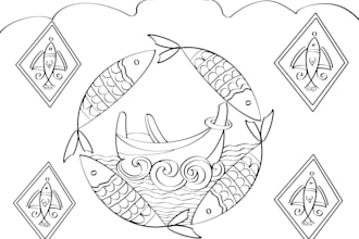 make a stylized line art illustration