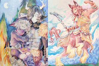 draw any character you want with color pencils