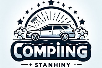 make modern car washing, fishinf and chicken logo design
